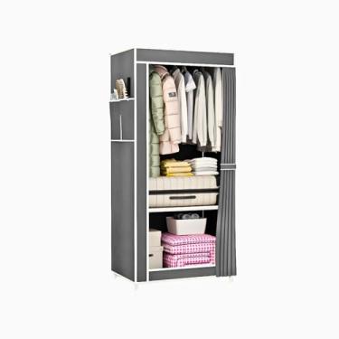 Imagem de Guarda Roupa Closet Dobrável Organizador com Capa de Tecido 1 Porta - CINZA, uma porta
