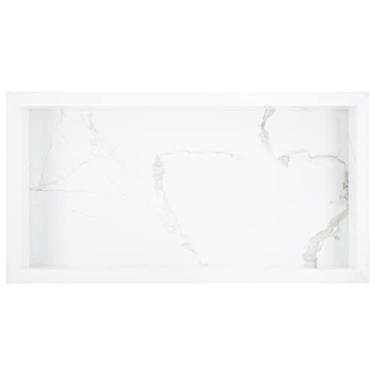 Imagem de Nicho em Porcelanato para Banheiro - (Carrara Gioia) 60x30x8 cm, Resistente à Ferrugem, Moderno, Montagem em Parede