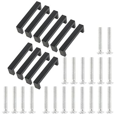 Imagem de LM Pacote com 5/10 puxadores quadrados de armário de aço inoxidável puxadores de gaveta simples modernos puxadores de gaveta 128/160/192 mm furos centrais para armário puxadores de armário puxadores