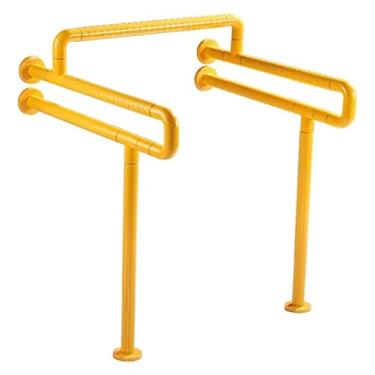 Imagem de Barra de apoio para banheiro trilho de suporte de segurança para vaso sanitário corrimão de vaso sanitário siamês corrimão de banheiro acessível para idosos deficientes físicos suporte de braço de