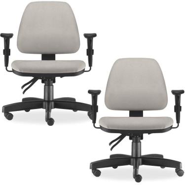 Imagem de Kit 02 Cadeiras de Escritório Giratória Executiva Ergonômica Sky L02 Suede Bege - Lyam Decor