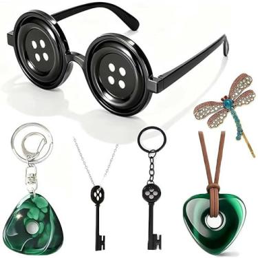 Imagem de COGU Óculos de botão Coraline Merchandise Halloween cosplay acessórios para fantasias presentes para mulheres meninas crianças fãs (óculos amarelos), Zinco, um