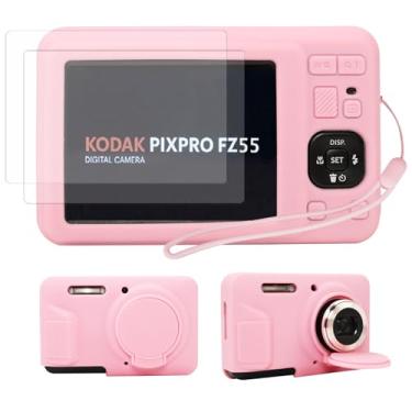 Imagem de Capa de câmera para Kodak Pixpro FZ55, capa protetora de silicone rosa, design slim fit com acessórios (rosa)