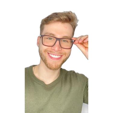 Imagem de Armação Óculos Grau Quadrada Masculino Flávio Marrom