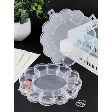 Imagem de 1 recipiente de contas de plástico transparente para flores, com 13 compartimentos, 3 folhas, adesivos de papel em branco autoadesivos para brincos, contas, acessórios de cabelo, suprimentos de beleza