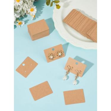 Imagem de 200 peças de cartão de exibição de brinco de papel retangular, cartões de suporte de joias com orifício para pendurar, papelão em branco para um par de brincos de exibição, acessórios de pendurar