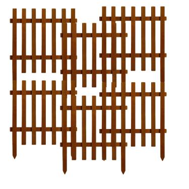 Imagem de Kit 6 Cercas Para Jardim De Madeira 50x60 Separador Grama Decoração Quintal Horta Limitador Divisor Contenção Cerquinhas Tela Decorativa Resistente Ao Tempo (Marrom)