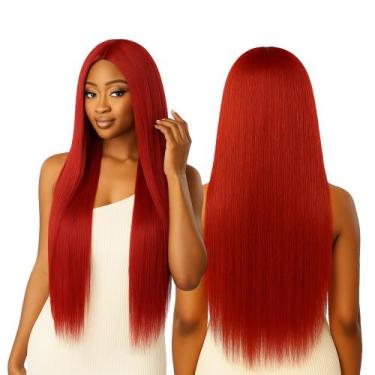 Imagem de Peruca Lisa sem Franja Natural Fibra Premium 70cm - Maya Hair, Vermelh