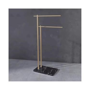 Imagem de porta-toalhas Toalheiro de banheiro, rack toalhas chão, luz, luxo, criativo, mármore, banheira, armazenamento, barra(Gold+Black)