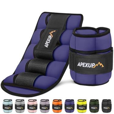 Imagem de APEXUP Caneleiras de 4,5 kg/par, caneleiras ajustáveis para mulheres e homens, tiras modularizadas de peso de perna para ioga, caminhada, corrida, aeróbica, academia, roxo