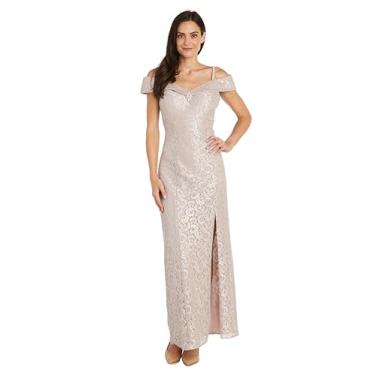 Imagem de R&M Richards Vestido feminino de coquetel com decote em coração até o chão, Champanhe, 21 Plus Size