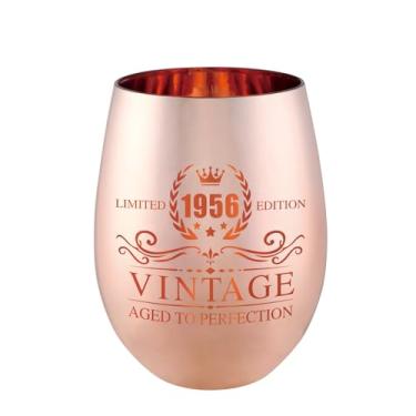 Imagem de xilaxila Presentes de aniversário de 70 anos para mulheres - Taça de vinho vintage 1956 - Decorações de aniversário de 70 anos para ela - Ideias engraçadas de presente de aniversário