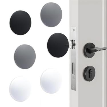 Imagem de BokWin Pacote com 6 batentes de porta para parede, para-choques de porta de silicone protetores de parede autoadesivos (branco, cinza, preto)