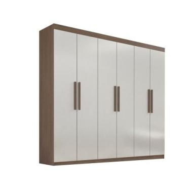 Imagem de Guarda Roupa Casal 6 Portas sem pés Leblon D' Doro, Castanho/Off White