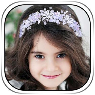 Imagem de Campsis Touca de cabeça de daminha de flor, tiara de casamento de cristal prateado, acessórios de cabelo de primeira comunhão para meninas