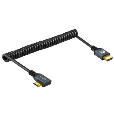 Imagem de Cabo mini HDMI para HDMI em espiral Twozoh com ângulo esquerdo de 1,5 