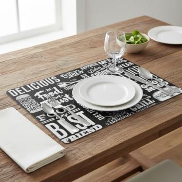 Imagem de Conjunto 6 Lugares Jogo Americano De Mesa, Impermeável Polipropileno Retangular 43cm x 28cm Resistente Fácil De Limpar (Frases)