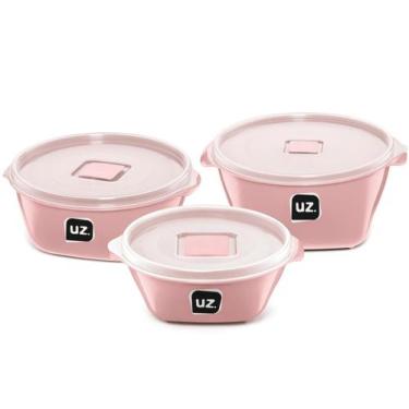 Imagem de Kit 3 Pote Multiuso Premium De Plástico Cor Rosa Quartz Pp - UZ Utilid