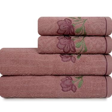 Imagem de Jogo de Toalhas 4 Peças Banho e Rosto 100% Algodão Karsten Encanto