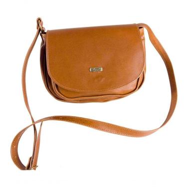 Imagem de Bolsa Couro Legítimo Feminina Transversal Luxo Cor Marrom Amarelado