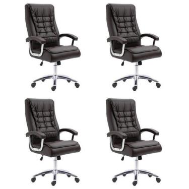 Imagem de Kit 4 Cadeiras Escritório Presidente Ergonômica NR17 material sintétic
