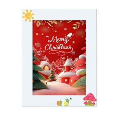 Imagem de SunnyTong Conjunto de porta-retratos de elementos de desenho animado branco 12,76 x 18 cm, moldura de madeira branca natural para exibição de fotos com acrílico para exibição horizontal ou vertical de