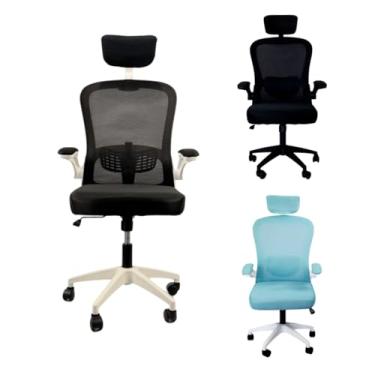 Imagem de Cadeira de Escritório Ergonômica C7 Neo Office Stability, Tela Mesh, Apoio de Cabeça 3D, Suporte Lombar, Executiva, Diretor, Gamer (Preta e Branca)