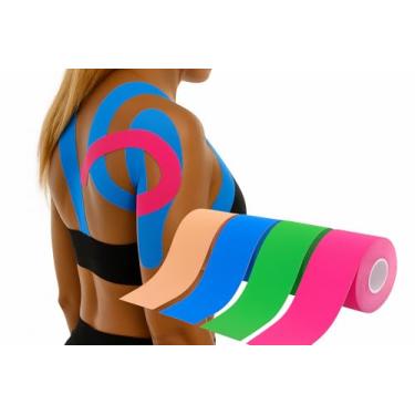 Imagem de Fita Bandagem Kinesio Profissional 5cm x 5m – Bandagem Elástica Adesiva para Fisioterapia, Lesões Musculares e Recuperação – Suporte Funcional para Treinos, Alívio de Dores e Desempenho Físico