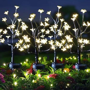 Imagem de BERNGI Luzes solares de jardim ao ar livre à prova d'água, flores solares para decoração externa, decorações externas de fadas movidas a energia solar para quintal, pátio, gramado, caminho, presentes