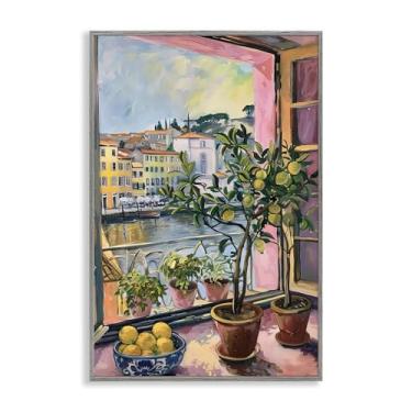 Imagem de Stupell Industries Cena de janela cítrica da cidade, arte giclée emoldurada branca, design por LSR Design Studio, 61 x 40 cm