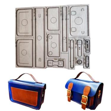 Imagem de YJIUYUANQ Molde de corte de couro para bolsa escolar, ferramenta de perfuração artesanal de 175 x 110 x 70 mm para projetos DIY