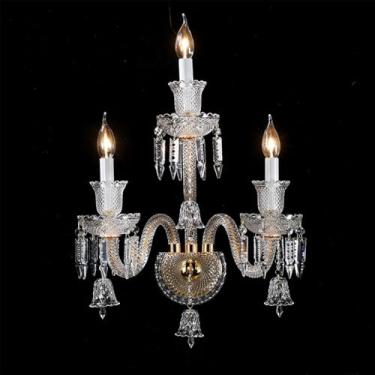 Imagem de Luminária de parede contemporânea de cristal com velas, LED, estilo europeu, luxuosa, para sala de estar, quarto, escritório, hotel, villa, corredor ou qualquer outro ambiente decorativo (3