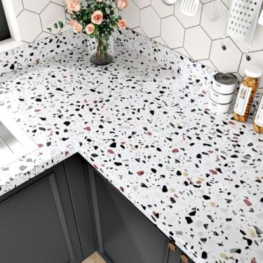 Imagem de Skyblur Papel de contato Terrazzo Papel de contato autoadesivo de granito para bancadas, papel de parede de mármore à prova d'água para banheiro, bancada, prateleira, forros de cozinha, papel de