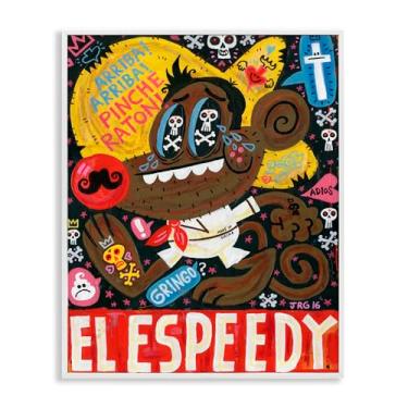 Imagem de Stupell Industries Arte giclée emoldurada branca El Speedy Culture Collage, design de Jorge R. Gutierrez, 14 x 11