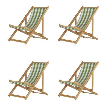 Imagem de Kit 4 Cadeira Espreguiçadeira Dobrável S-b-l Verde-branco