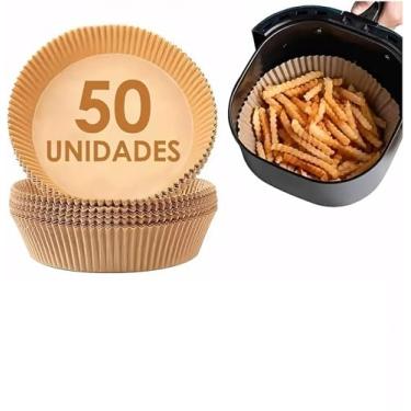 Imagem de Forro de Papel para Airfryer 50 Unid – Antiaderente, Bordas Altas, Papel Grau Alimentício, Fácil Limpeza, Compatível com Cestos 20cm, Forno/Micro-ondas – UrbanSkullShop
