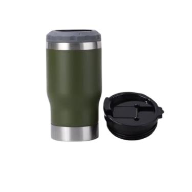 Imagem de Copo Térmico 4 em 1 Aço Inoxidável Isolado a Vácuo Caneca Porta Latas Fina Padrão 355ml Long Neck Termocooler com Tampa e Abridor de Garrafas (Verde)