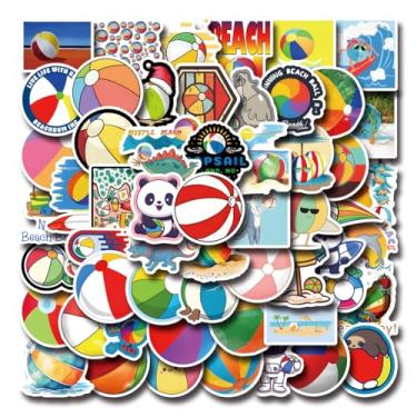 Imagem de 61pcs Beach Balls Stickers Pack, Cartoon Cute Vinyl Waterproof Decals for Water Bottle,Laptop,Phone,Skateboard,Scrapbooking,Bumper for Kids Teens Adults Fans for Party Supply