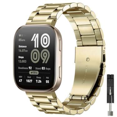 Imagem de TUCOMO Pulseiras de relógio de metal compatíveis com Amazfit Bip 6/Bip de 5,22 mm para Amazfit GTR 4/GTR 3 Pro/GTR 3/GTR 2/GTR 2e/GTR 47 mm/Balance 2/Cheetah masculina e feminina