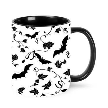 Imagem de Yrebyou Caneca de café Corvo 325 ml xícara de chá de cerâmica para mulheres homens presentes de aniversário Natal escritório casa microondas novidade engraçada
