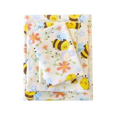 Imagem de MCO Lençóis de cama casal Yellow Bee, microfibra macia para meninos e meninas, 4 peças de lençol casal respirável