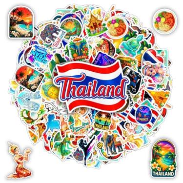 Imagem de BETANAS Pacote com 100 adesivos de viagem na Tailândia, adesivo impermeável de vinil da cultura tailandesa, decalques do templo de Bangkok para carro, laptop, garrafa de água, capacete, scrapbook