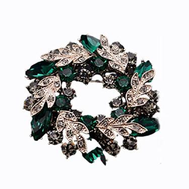 Imagem de Broche de moda cristal strass guirlanda broche feminino retro grinalda broches de flores de luxo presente Bauhinia ornamentos de casaco austríaco broches de casamento para mulheres acessórios de