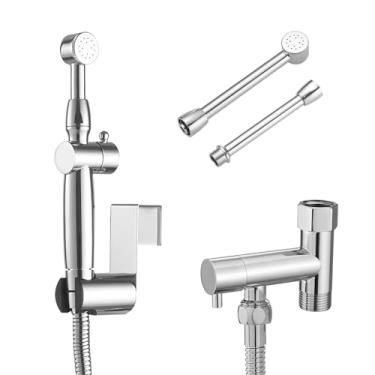 Imagem de BATHLAVISH Conjunto De Pulverizador Bidê Latão Para Vasos Sanitários, Montagem Na Parede Ou No Vaso Sanitário, Controles Pressão Polegar Duplo, Kit Mangueiras Superiores, Com Cabeças Pulverização In