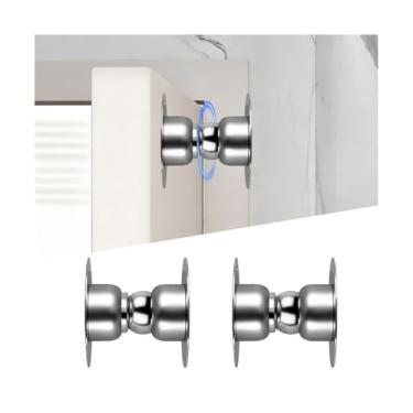 Imagem de FALVFUN 2 peças de suporte magnético para porta de trailer, trava magnética forte de aço inoxidável para trailer, sem perfuração, trava de bagagem, universal para trailer, trailer de viagem (prata)