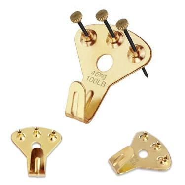 Imagem de Cabides de fotos de 45 kg, 10 peças de ganchos resistentes para pendurar quadros com pregos, ganchos para pendurar fotos, ganchos de parede de gesso, kit profissional de pendurar quadros para parede