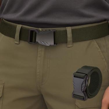 Imagem de Cinto de ferramentas ajustável para ajuste personalizado – Cinto utilitário de lona com fivela para uso ao ar livre/esportivo verde