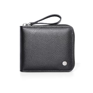 Imagem de Carteiras masculinas com bloqueio de RFID – Carteira dobrável de couro com zíper e porta-moedas, porta-cartões de grande capacidade, Preto, Bolsa ultraleve à prova d'água 2 em 1 para cartões e moedas