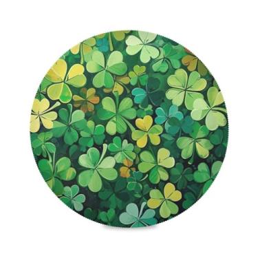 Imagem de Blueangle Saint Patricks Jogo americano redondo trevo verde conjunto de 6 tapetes de mesa de poliéster, fácil de limpar, resistente ao calor, limpável, para mesa de jantar (189)