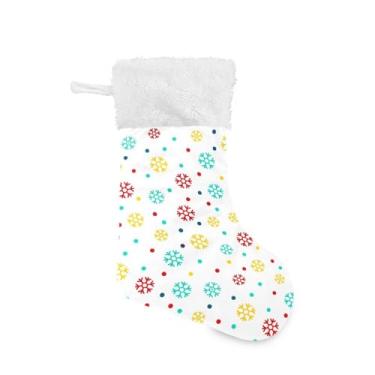 Imagem de GakkiGii Lindas meias coloridas de Natal com flocos de neve, pacote com 2, decoração grande para pendurar na parede da árvore da lareira, 45 x 31 cm